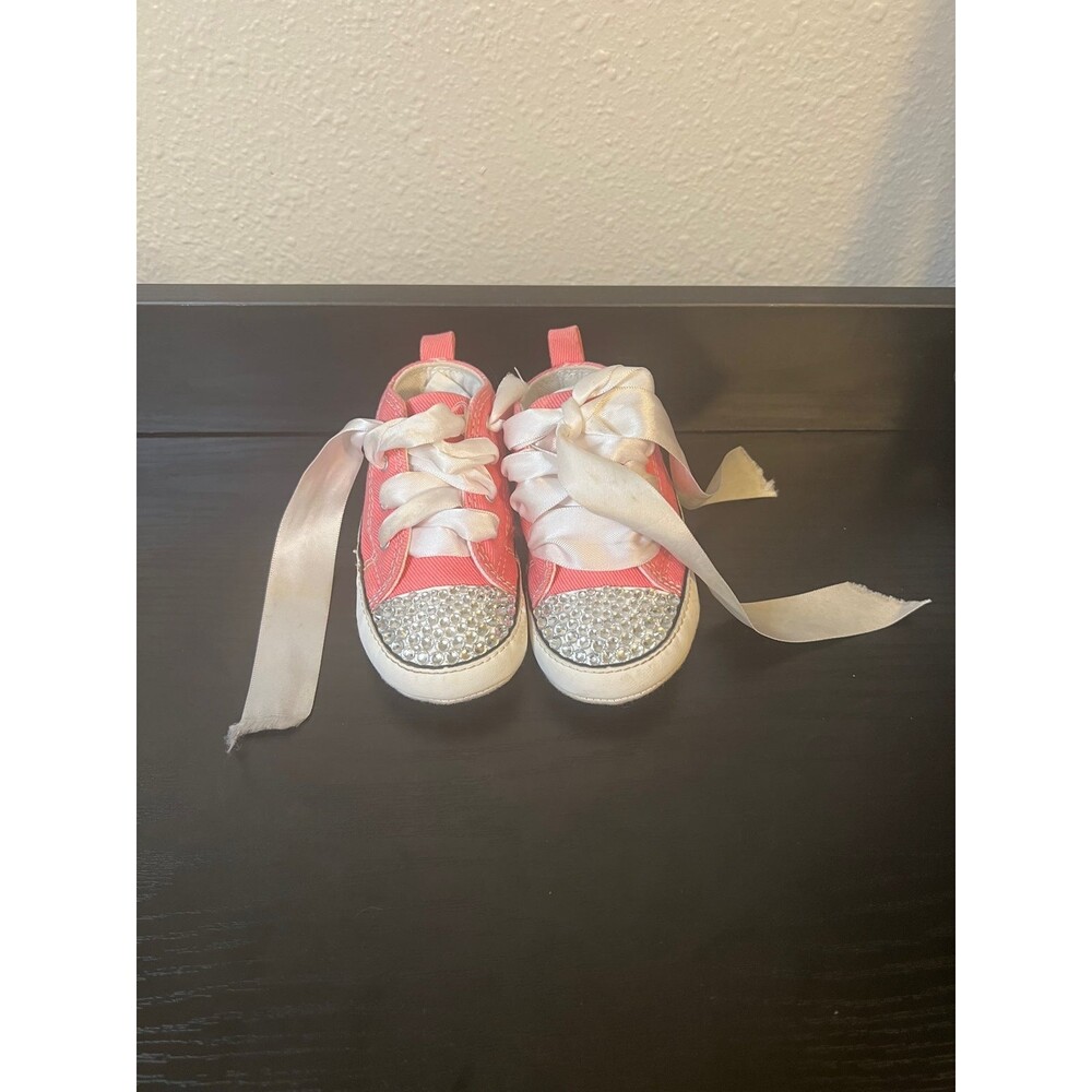 Baby Girl Custom Pink Converse size 4 Soft bottom crib shoes